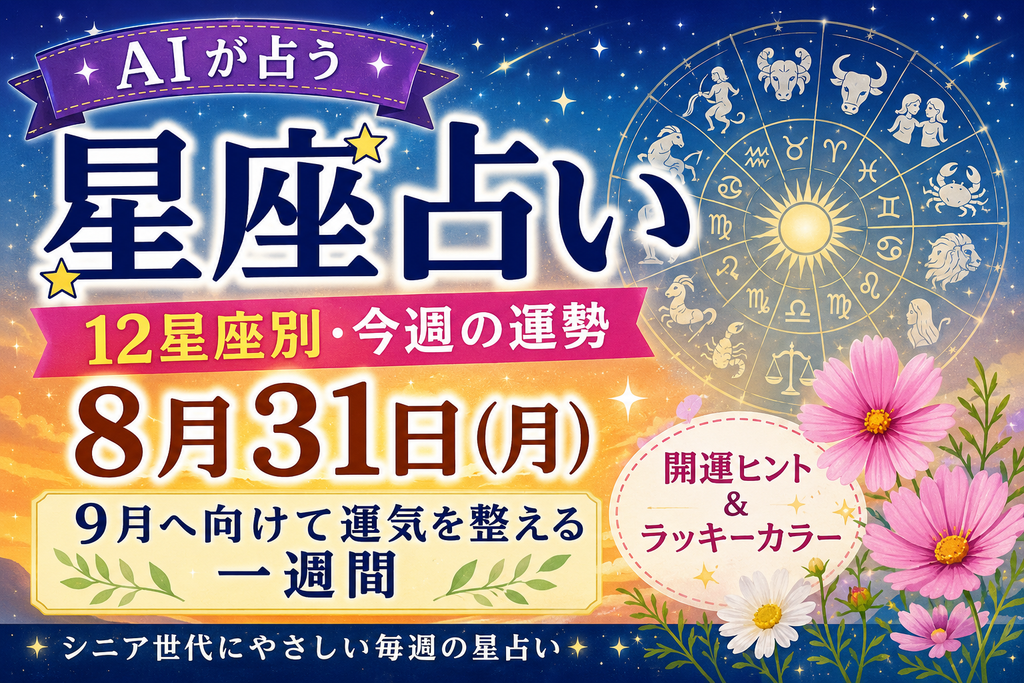 8月31日(月)のAI星座占い|今週の運勢12星座|9月へ向けて運気を整える一週間