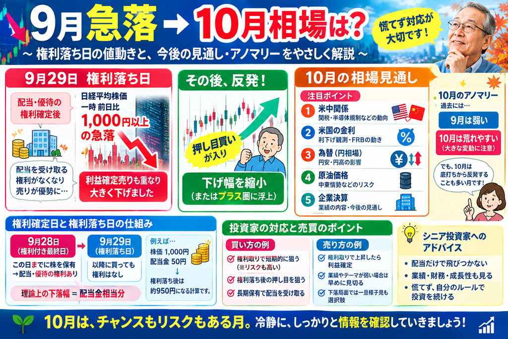 配当取りの落とし穴！権利落ち日の大波乱、株価の動きと10月相場