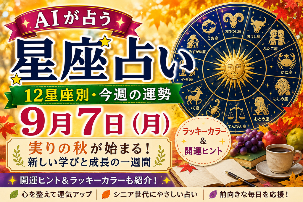【9月7日(月)のAI星座占い】今週の運勢12星座|実りの秋が始まる一週間